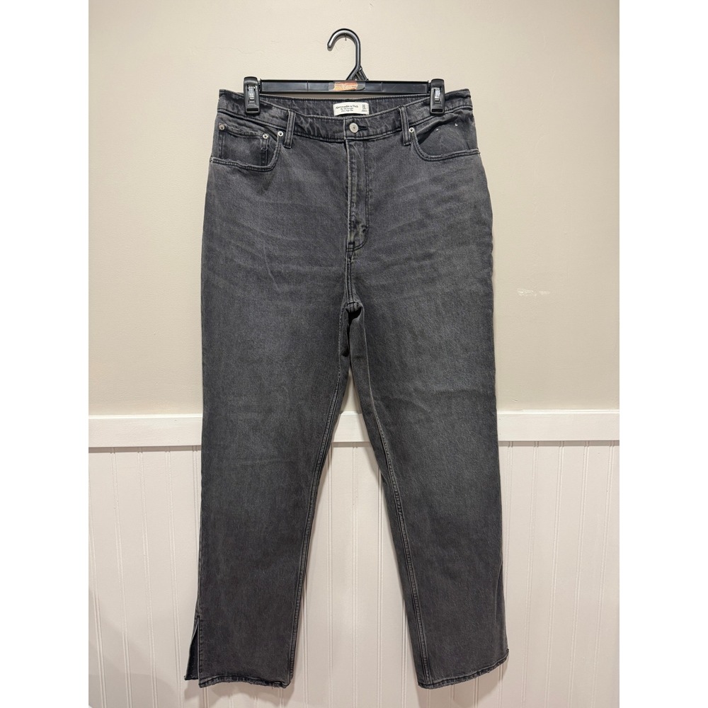 Abercrombie & Fitch 90s Straight Ultra High Rise Jeans Gray Women Size 14